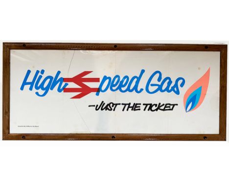 HIGH SPEED GAS (with BR double arrow logo). A 1970s carriage advertisement panel by British Gas in original style BR (LMR) fr