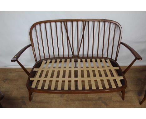 Ercol-style two seater sofa and three similar chairs