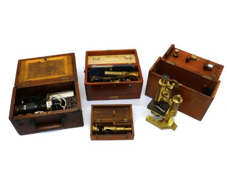 A group of scientific instruments, 19th century, comprising Magneto-Electric Machine for nervous diseases, 23cm long a McInni
