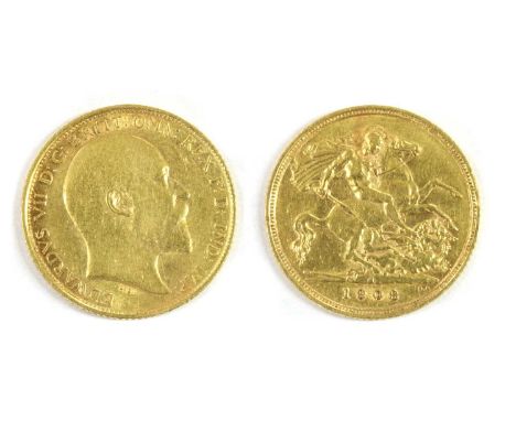 Coins, Australia, Edward VII (1901-1910), Half Sovereign, 1908, M in ground for Melbourne Mint, NF