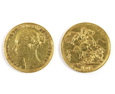 Coins, Australia, Victoria (1837-1901), Sovereign, 1878, M under bust for Melbourne Mint