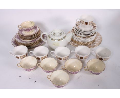 A 1930's Tuscan china part tea service comprising cups, saucers, plates etc together with a Royal Vale part service etc