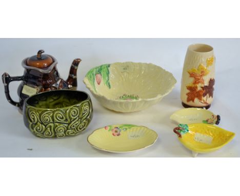 A good Carltonware dish, Australian design together with another smaller Carltonware Australian design dish. ALso Sylvac vase