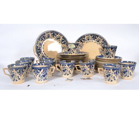 A 19th century blue and white china tea service comprising cups, saucers, plates etc. Measures: 25cms largest plate. 