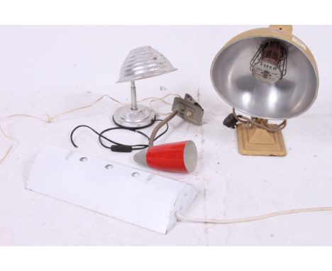 A clip on retro anglepoise desk lamp with pendant shade together with a Pifco enamel metal heat lamp ( ideal for conversion )