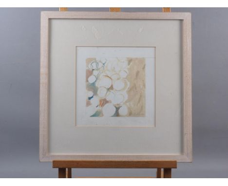 †Sandra Blow: gouache sketch, untitled, 8" x 8", Julian Lax Gallery label verso, in linen lined frame †ARR - Artist's Resale 