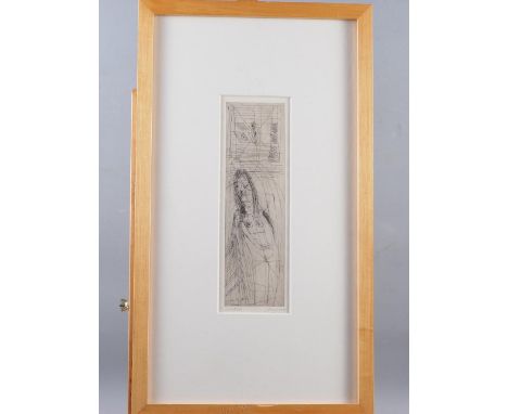 Patrick Hayman: a signed etching, "Delilah 1968", 9 3/4" x 2 7/8", in strip frameCondition:No visible issues.