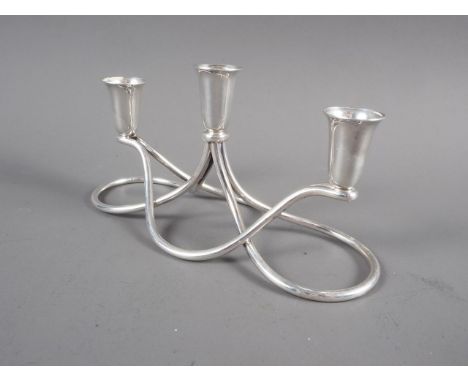 A Danish Sterling silver three-light candlestick, 4.7oz troy approx
