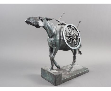†David Backhouse: a patinated bronze WWI "Animals in War" series, "Gunnery Mule", 4/12, 11 1/2" high †ARR - Artist's Resale R