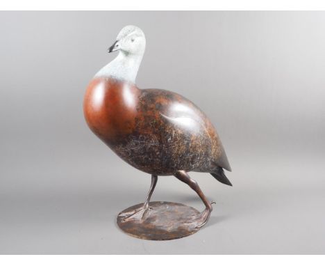 †Geoffrey Dashwood: a patinated bronze, "Ashy-headed Goose", 4/12, 16 1/2" high †ARR - Artist's Resale Right: This lot may be