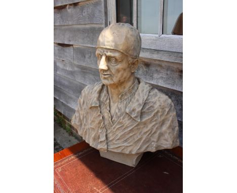 A faux marble portrait bust of an unknown 18th century cardinal, 24" high