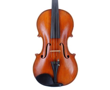 English viola from the first half of the 20th century, unlabelled, the two piece back of very faint medium curl with plainish