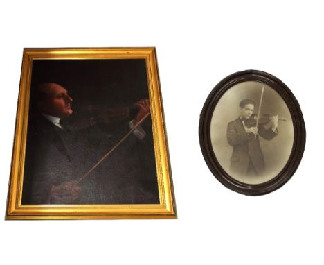 Herbert Swaffield - half length portrait of a violinist, signed and dated 1929, oil on canvas, 30" x 24", within a modern gil