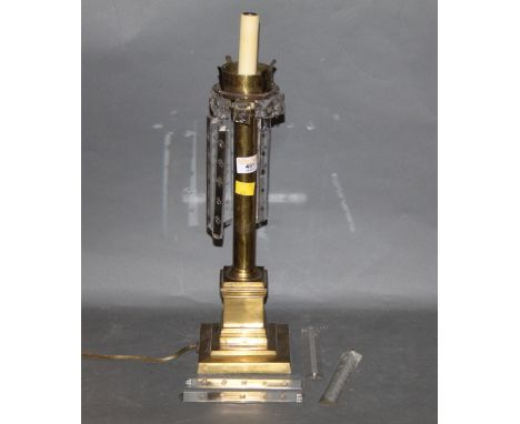 An early 20th century brass table lustre lamp 
