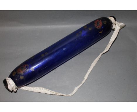 A 19th century Bristol blue glass rolling pin (damage to one end) 