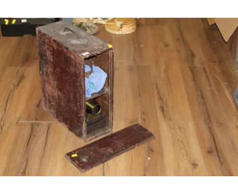 A Victorian stained pine cased magic lantern