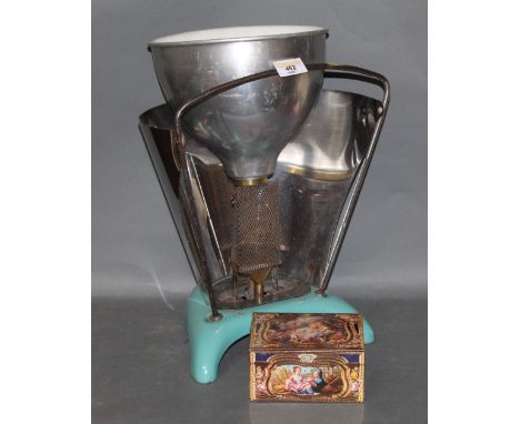 A mid century enamel and chrome convex heater 