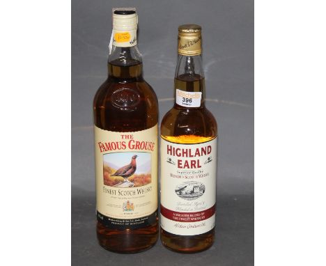 A 1 litre bottle of The Famous Grouse, Famous Finest Scotch Whisky sold together with a 70cl bottle of Highland Earl Superior