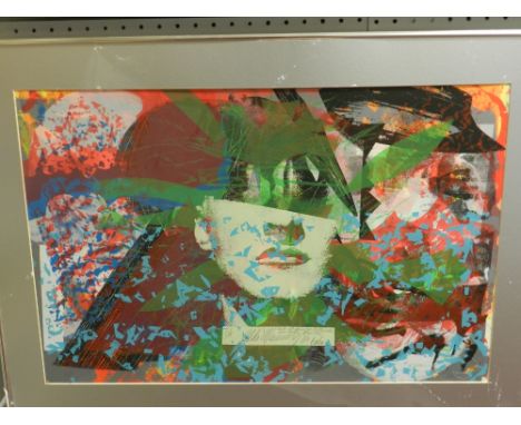 A late 20th century school polychromatic lithograph, an abstract figural study, bears signature 'Aldo'. H.46cm W.68cm