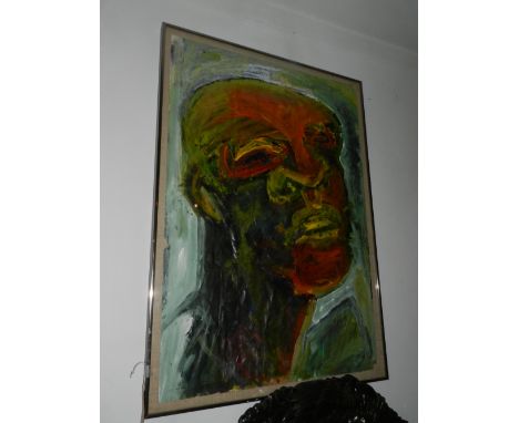 A 20th century Continental school, an abstract head and shoulder portrait of a man, inscribed 'Schnbieer', watercolour on pap