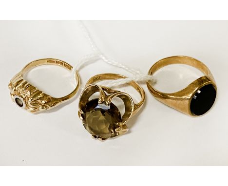 3 X 9CT GOLD GEMSTONE RINGS SIZE M/N/Q 