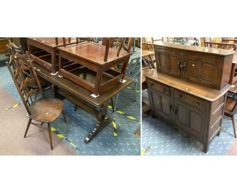 ERCOL TABLE, FOUR CHAIRS &amp; DRESSER