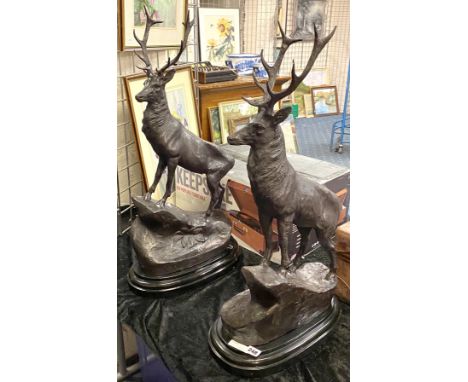 PAIR OF LARGE BRONZE STAGS 75CMS (H) APPROX