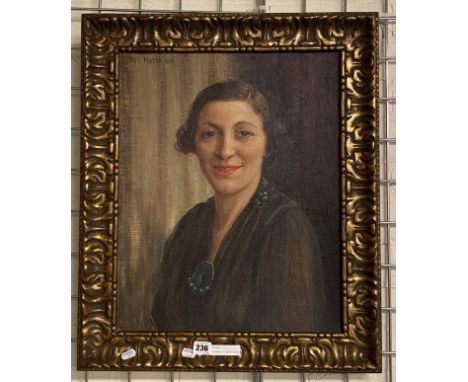 PATTIE MAYOR - PORTRAIT OF WOMAN - OIL ON CANVAS 50CMS (H) X 39.5CMS (W) APPROX