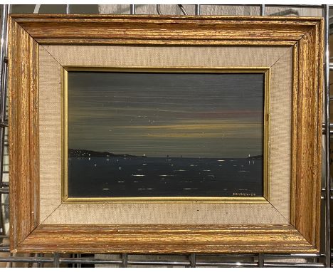 J.LLOYD CONRICH - AMERICAN ARTIST - OIL ON PANEL IN GILT FRAME 9'' X 6'' TO FRAME - ENTITLED '' A CALM SEA''