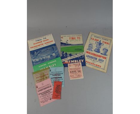 A 1949 F A Cup Final Programme Leicester City V Wolverhampton Wonders Together with Souvenir Programme and Ticket Stub Also T