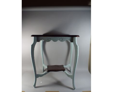 An Edwardian Painted Occasional Table with Stretcher Shelf.