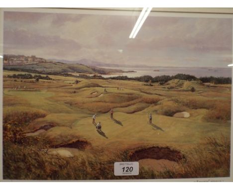 A Framed Golfing Print, Muirfield Signed in Pencil by The Artist.