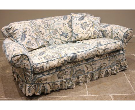 An early 20th century three piece lounge suite, later re-covered in Sanderson floral 'Suva' fabric, the suite comprising a th