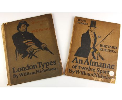 Nicholson (William), AN ALMANAC OF TWELVE SPORTS, first edition, words by Rudyard Kipling, illustrated laid paper effect cove