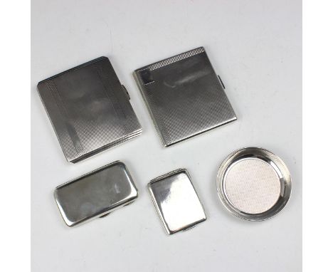 A selection of silver, including a George V silver cigarette box, Stokes &amp; Ireland Ltd, Chester 1917, of plain polished r