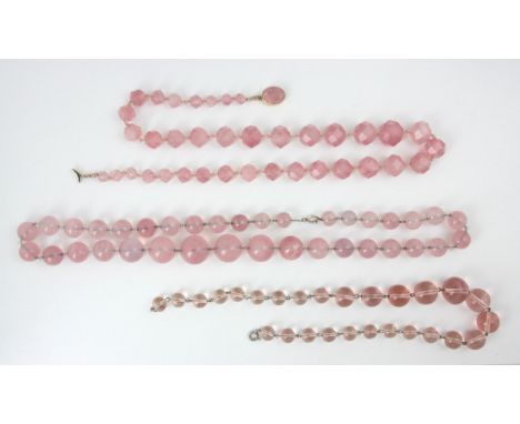 An early 20th century style 'pool of light' necklace, the graduated spherical paste beads with bolt ring fastening, 40cm long