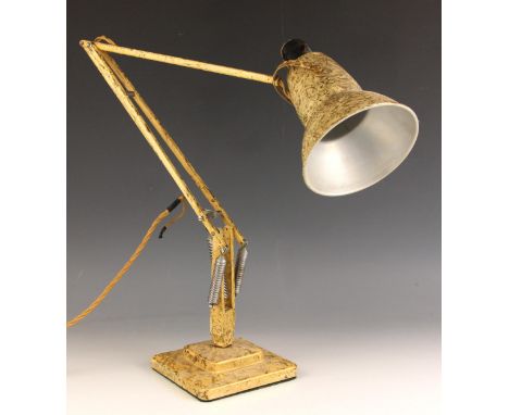 A Herbert Terry 'Anglepoise' adjustable desk lamp, mid 20th century, in original mottled paint finish with two step base and 