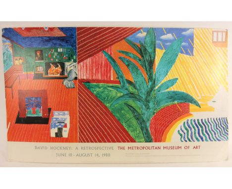 A David Hockney exhibition poster for the ‘David Hockney: A Retrospective’ exhibition held at the Metropolitan Museum Of Art,