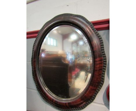 A wall hanging barometer and oval mirror (2) 