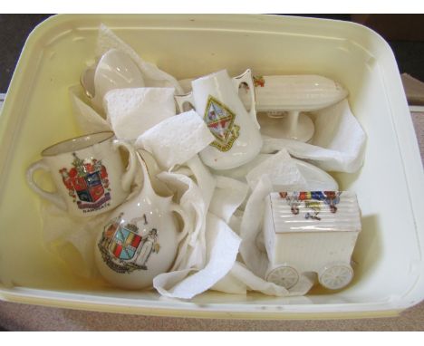 A selection of Goss ware to include a zeppelin shape example and four albums of cigarette cards