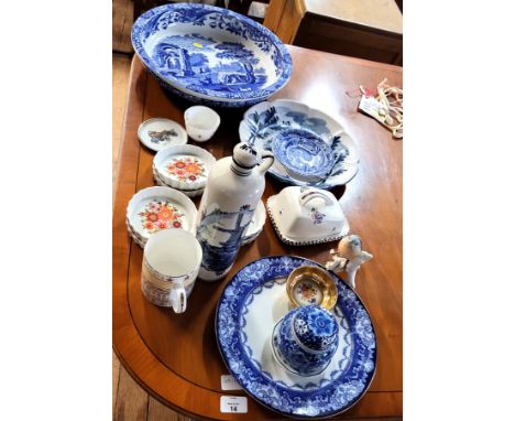 A Copeland Spode 'Italian' large bowl, 38.5cm diameter, and matching saucer, a sonbird and tablewares including Poole cheese 