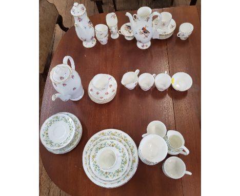 A Royal Doulton coffee service (one pot lacks lid and small repair), Royal Doulton Ainsdale tea wares and Adderley coffee ser