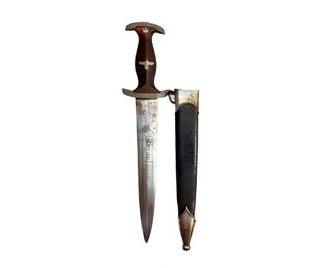 SA German dagger, Alles Fur Deutschland A. Werth Solingen in scripted to blade, nickel silver cross guard, pommel nut origina