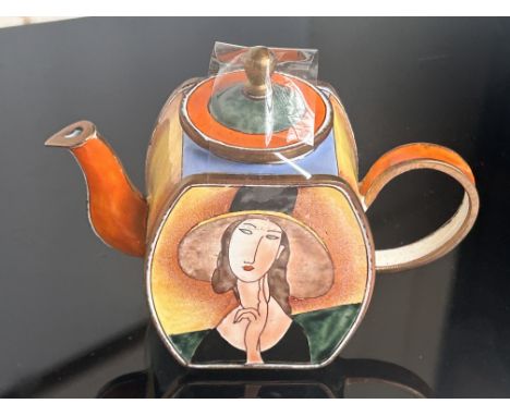 Copper & enamelled teapot mini