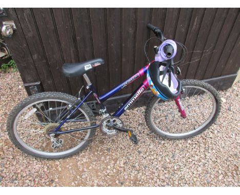 Mountain bike with helmet and lock