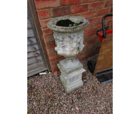 Stone planter on plinth