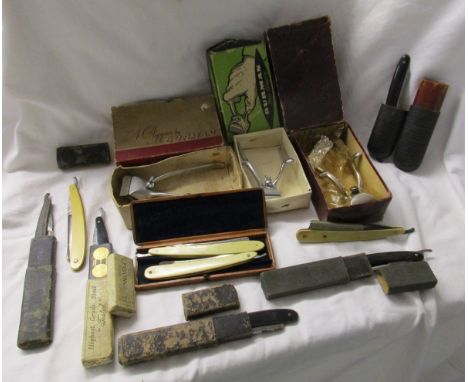 Box of Vintage razors and clippers