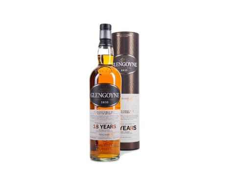 GLENGOYNE 18 YEAR OLDSingle malt.Founded in 1833, Glengoyne distillery, just to the north of Glasgow, straddles the Highland/