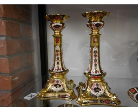 Pair of First Condition Crown Derby Candlesticks 27cm ht Excellent condition and with box.......