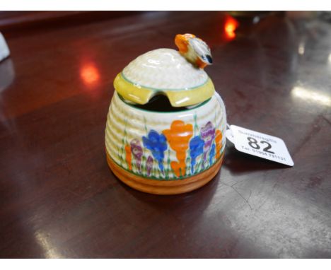 Clarice Cliff "Crocus" honey pot Bizarre Wilkinson and Co. Excellent condition